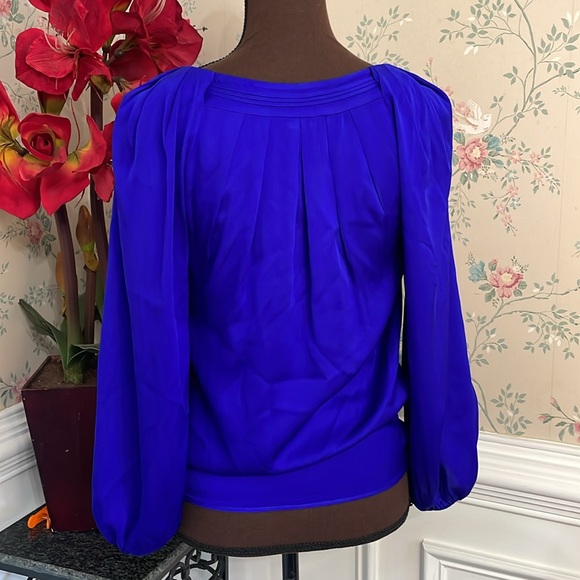 Diane Von Furstenberg Silk Sapphire Blue Unlined Blouse 0 - Picture 3 of 6